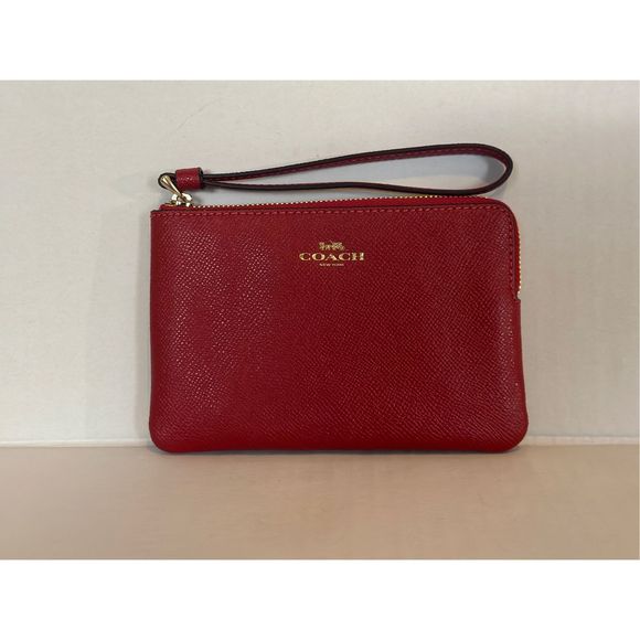 Coach Handbags - New COACH Corner Zip Wristlet/Wallet - Brick Red pebbled leather